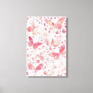 Butterfly Watercolor Peach Coral Pink Canvas Print