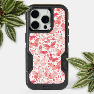 Butterfly Watercolor Peach Pink iPhone 15 Pro Case