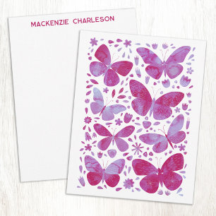 Butterfly Watercolor Pink Personalized Card