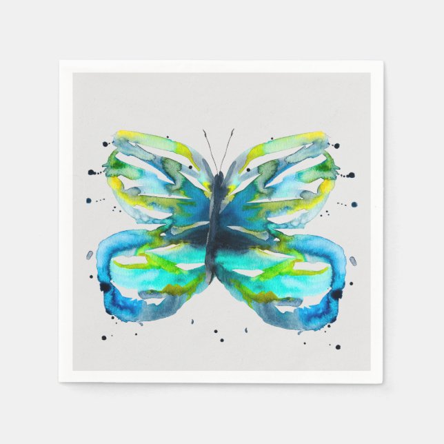 Butterfly watercolor whimsical watercolor napkin (Front)