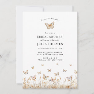 Butterfly Watercolor Wildflowers Bridal Shower Invitation