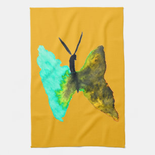 Butterfly watercolour aqua pretty kitchen towel