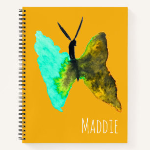 Butterfly watercolour aqua pretty notebook