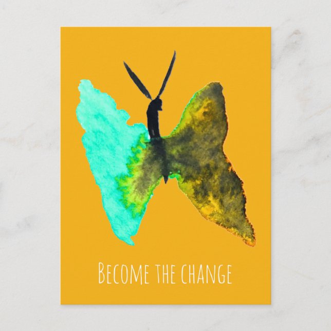 Butterfly watercolour aqua pretty postcard (Front)