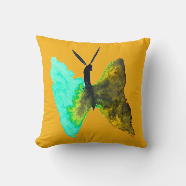 Butterfly watercolour aqua pretty throw pillow (Front)