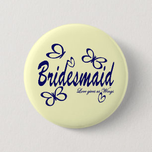 Butterfly Wedding/ Bridesmaid 2 Inch Round Button