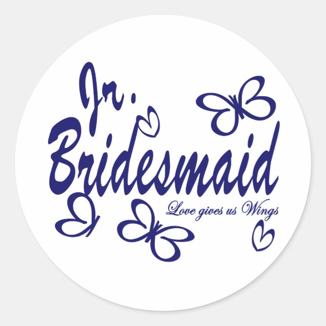 Butterfly Wedding/Jr.Bridesmaid Classic Round Sticker (Front)