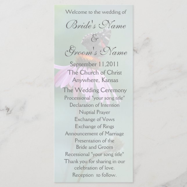 Butterfly Wedding Program /grey (Front)
