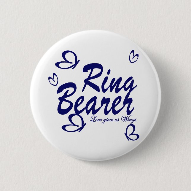 Butterfly Wedding/ Ring Bearer 2 Inch Round Button (Front)