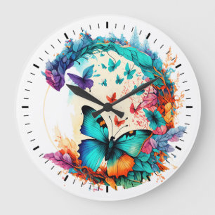 Butterfly Whimsy Large Clock