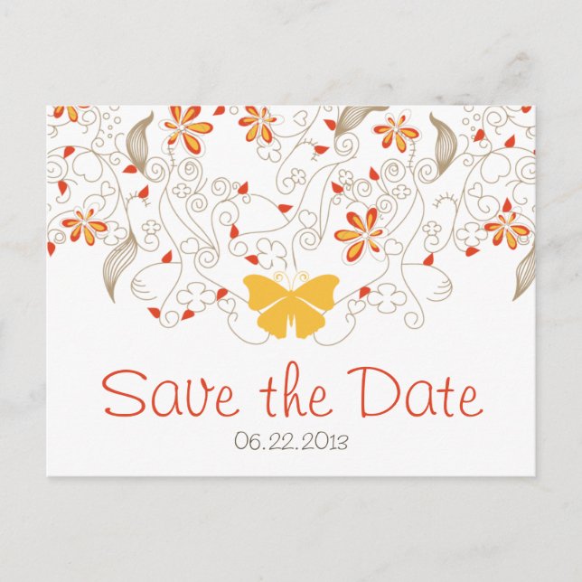 Butterfly Whimsy Save the Date Postcard (Front)