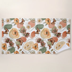 Butterfly Whispers in Earth Tones Beach Towel