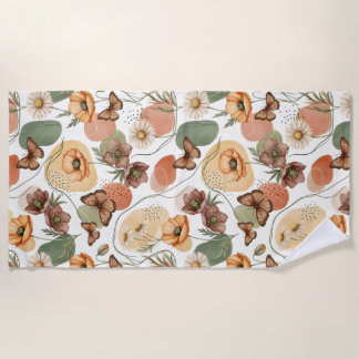 Butterfly Whispers in Earth Tones Beach Towel