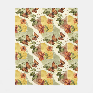 Butterfly Whispers in Earth Tones Fleece Blanket