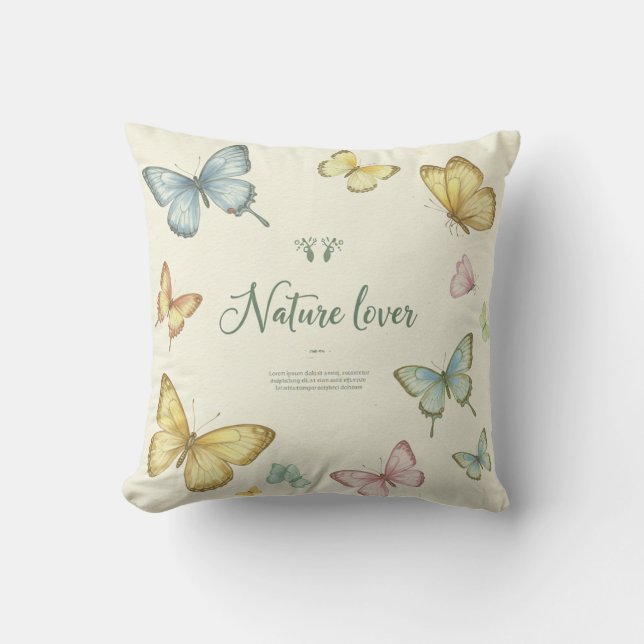 Butterfly Whispers Nature-Inspired Throw Pillow (Front)
