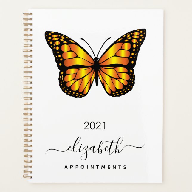 Butterfly white gold black 2025 planner (Front)
