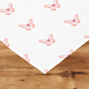 Butterfly white rose gold pink tablecloth