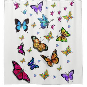 Butterfly white showercurtain