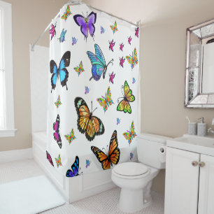 Butterfly white showercurtain