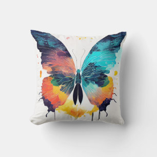 Butterfly Wild Nature Animal Color Art Painting Throw Pillow