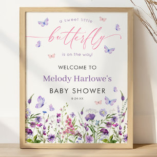 Butterfly Wildflower Baby Shower 18x24 Welcome Poster