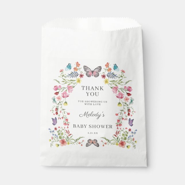 Butterfly Wildflower Baby Shower Favour Bag (Front)