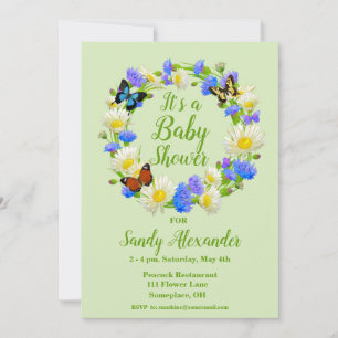 Butterfly Wildflower Baby Shower Invitations