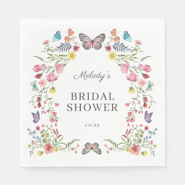 Butterfly Wildflower Baby Shower Napkin (Front)