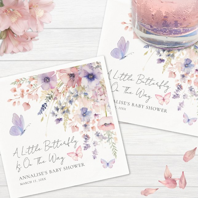 Butterfly Wildflower Baby Shower Napkin (Butterfly Wildflower Baby Shower Napkins)