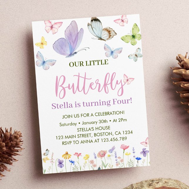 Butterfly Wildflower Birthday Party Invitation  (Creator Uploaded)