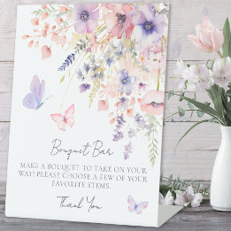 Butterfly Wildflower Bouquet Flower Bar Pedestal Sign