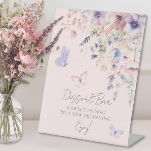 Butterfly Wildflower Bridal Shower Dessert Bar Pedestal Sign