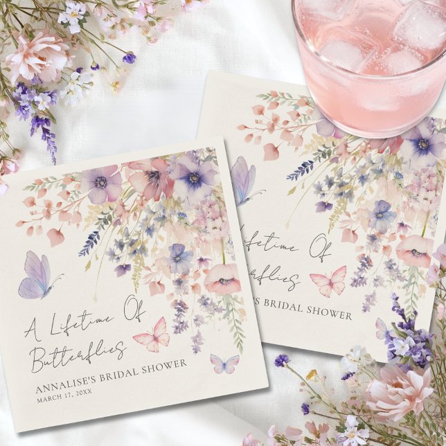 Butterfly Wildflower Bridal Shower Napkin (Butterfly Wildflower Bridal Shower Napkins)