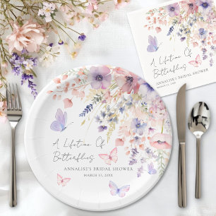 Butterfly Wildflower Bridal Shower Paper Plate