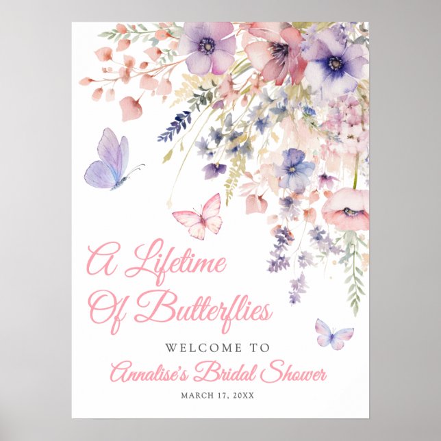 Butterfly Wildflower Bridal Shower Poster (Front)