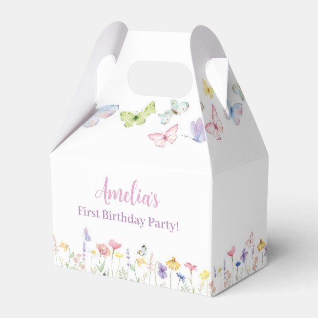 Butterfly Wildflower Favour Box Birthday Party (Front Side)