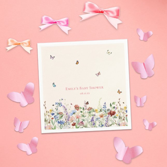 Butterfly Wildflower Garden Baby Shower Napkin (Creator Uploaded)