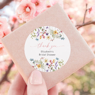 Butterfly Wildflower Garden Bridal Shower Classic Round Sticker
