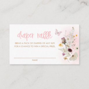 Butterfly & Wildflower Pink Diaper Raffle Ticket Enclosure Card