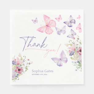 Butterfly Wildflower Thank You Napkin