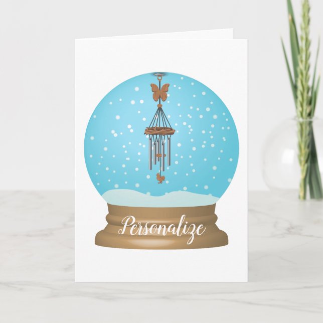 Butterfly windchime snow globe unique whimsical  card (Front)