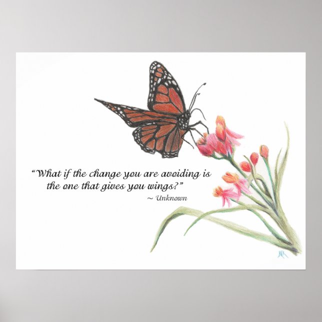 Butterfly Wings Transformation Drawing Art Print (Front)