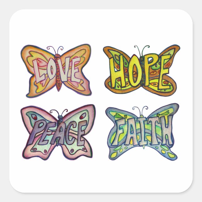 Butterfly Wings Word Art Custom Decal Stickers (Front)