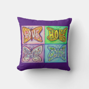 Butterfly Wings Word Art Decorative Throw Pillow