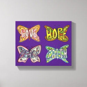 Butterfly Wings Word Art Wrapped Canvas Painting
