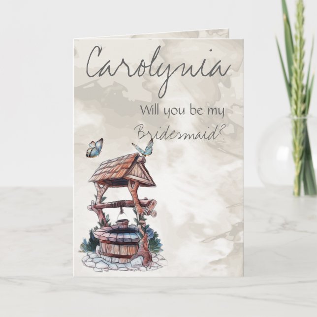 BUTTERFLY WISHING WELL BRIDESMAID INVITE (Front)