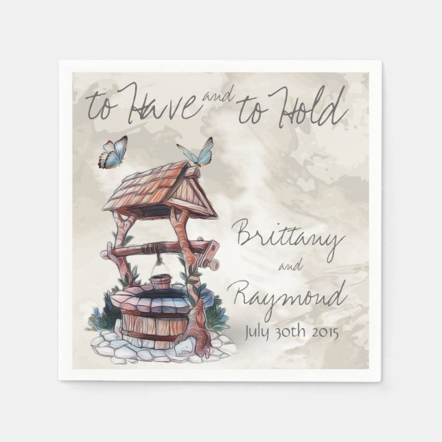 BUTTERFLY WISHING WELL PAPER NAPKINS (Front)