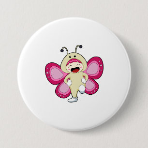 Butterfly with Costume 3 Inch Round Button