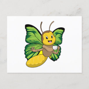 Butterfly with Cup of Coffee Postcard
