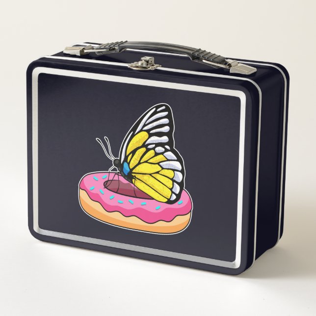 Butterfly with Doughnut Metal Lunch Box (Front)